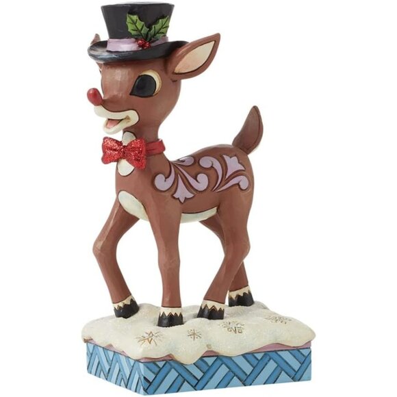Rudolph Traditions by Jim Shore Reindeer Wearing Top Hat and Bowtie Figurine NIB - Picture 1 of 6